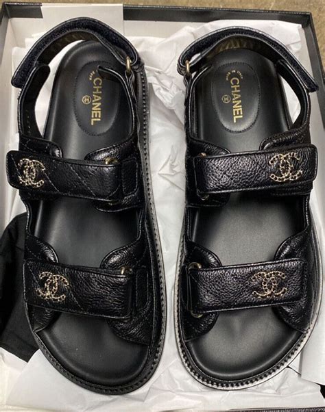 chanel dad sandals caviar leather|Sandals .